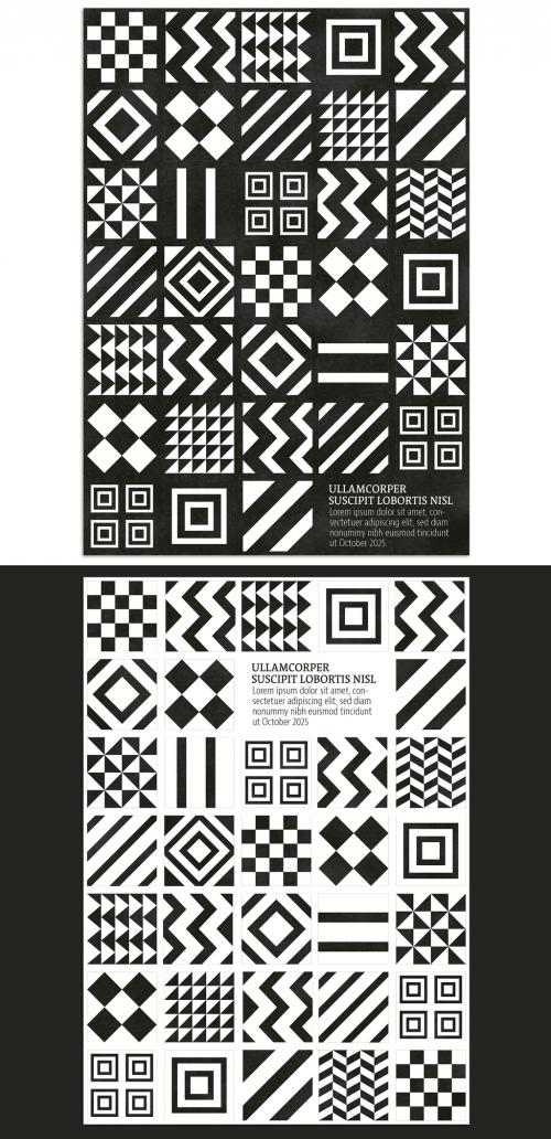 Monochrome Geometric Patterns Background Event Poster Layout - 373973233