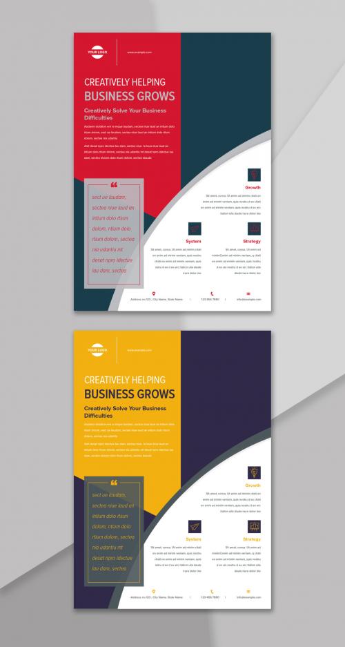 Corporate Flyer Layout with Geometric Elements - 373996664