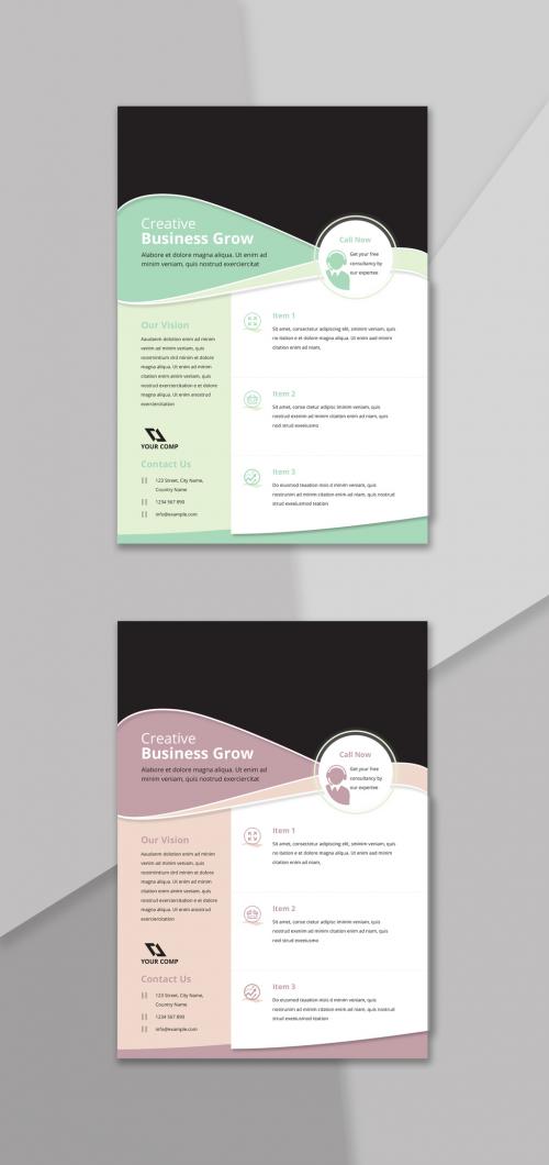 Flyer Layout with Wavy Element Header - 373996687