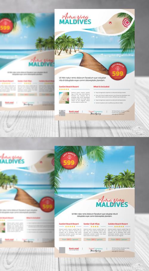 Travel Promotion Flyer with Blue and Red Accents - 374159824