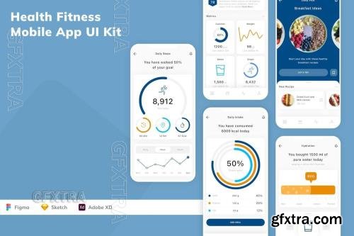 Health Fitness Mobile App UI Kit 2CHNB9Y