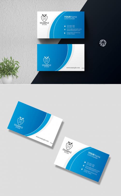 Corporate Business Card with Blue Accents - 374193741
