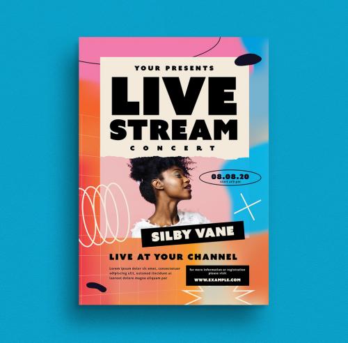 Holographic Live Stream Concert Flyer - 374351475