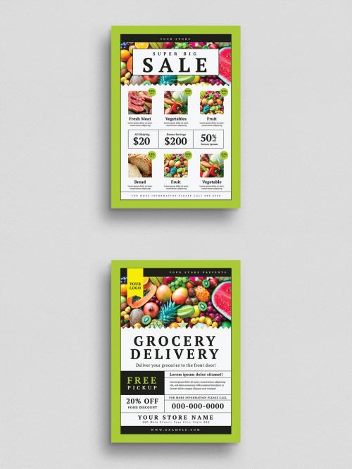 Grocery Delivery Flyer Layout - 374351488