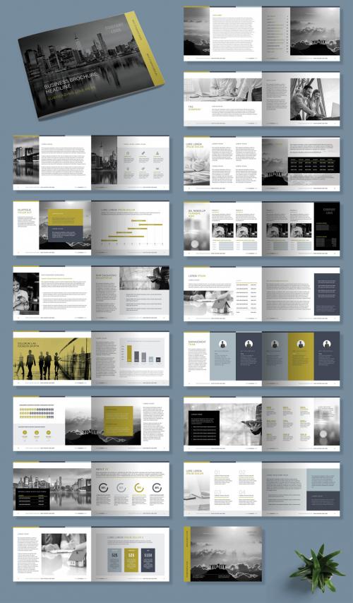 Business Brochure Layout with Gold Accents - 374362766