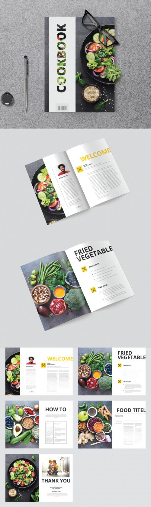 Cookbook Layout with Yellow Accents - 374363895