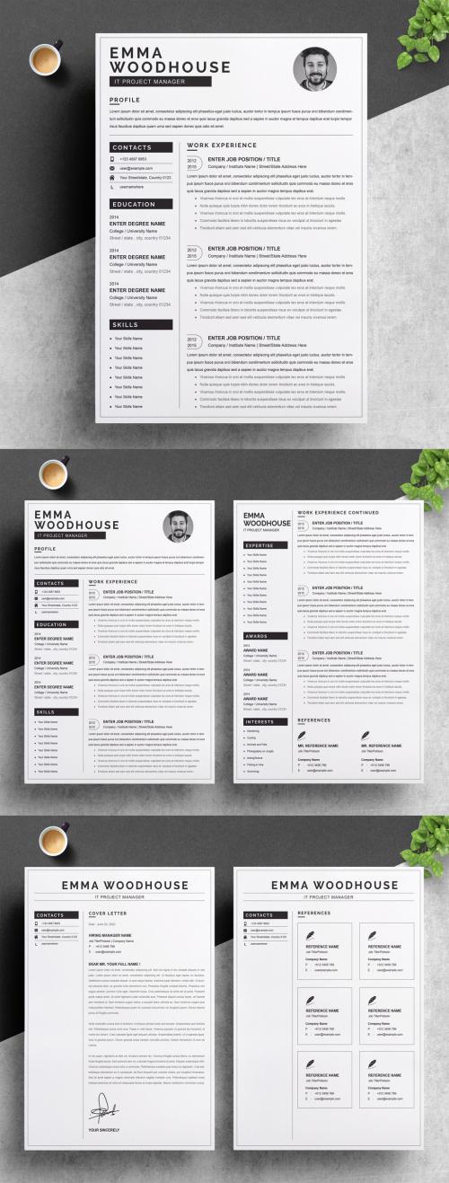 Resume Layout with Black Accents - 374374447