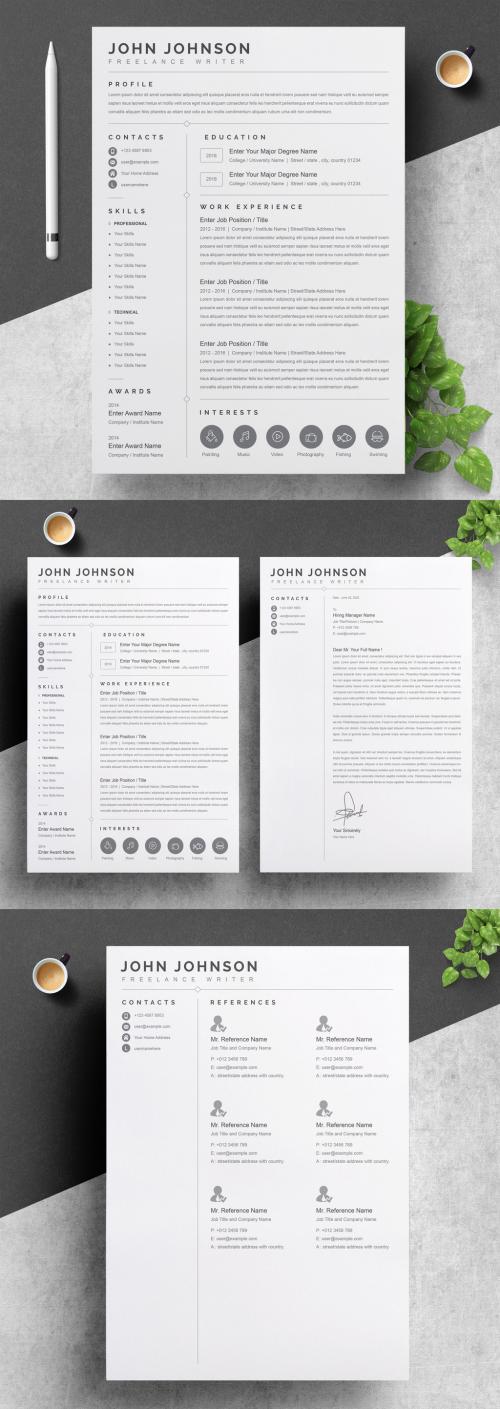 Minimalist Creative Resume and Cover Letter Layout - 374374459