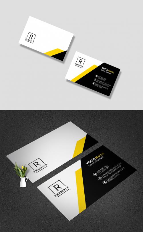 Minimal Creative Business Card with Yellow Accents - 374981652