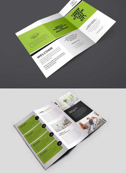 Minimal Creative Trifold Brochure with Green Accents - 374984662