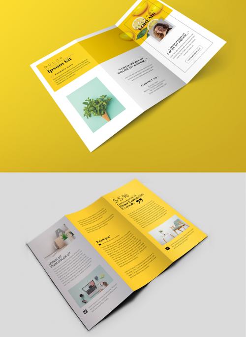 Minimal Trifold Brochure with Yellow Accents - 374984820