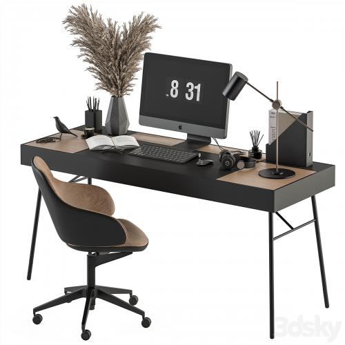 Home Office Black and Wood Table - Office Furniture 296