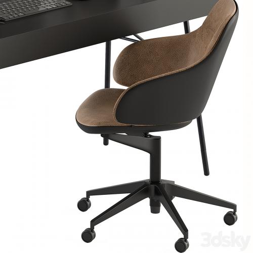 Home Office Black and Wood Table - Office Furniture 296