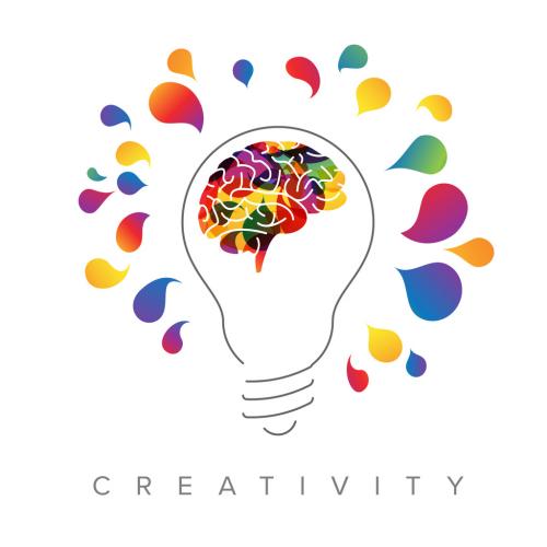 Thinking Concept Illustration with Light Bulb Silhouette and Colorful Brain - 374999666