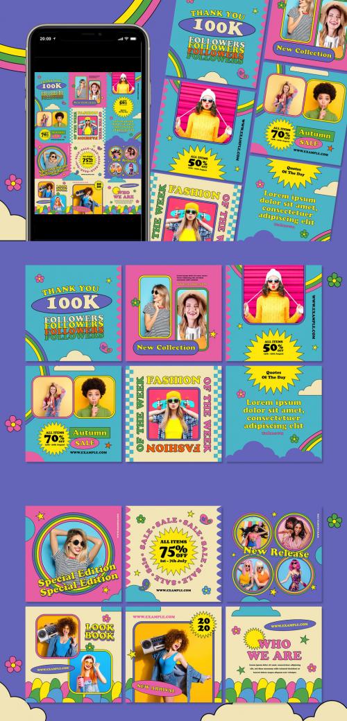 Groovy Fashion Puzzle Social Media Layout - 375176906
