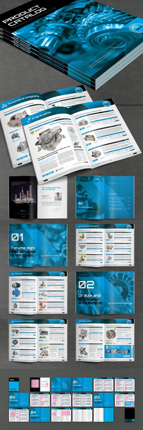 Product Catalog Layout with Blue and Black Design - 375187712