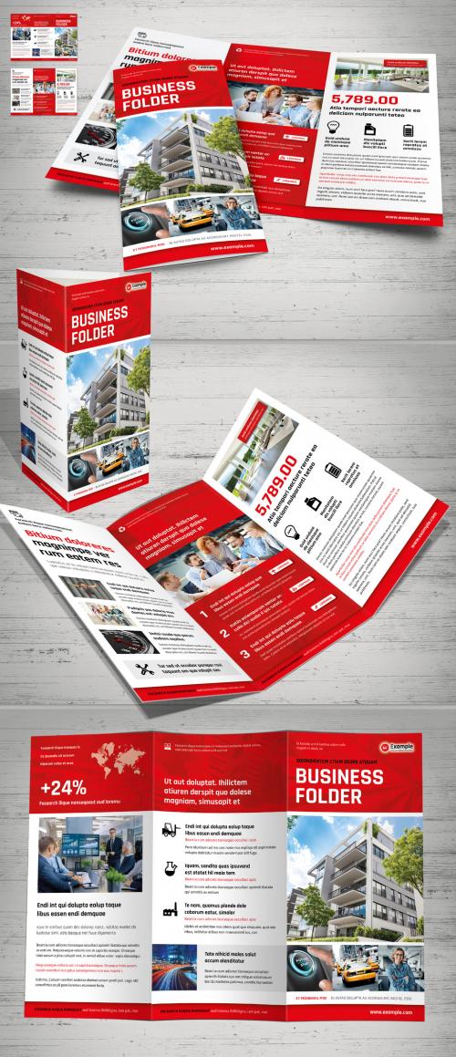 Tri-Fold Layout with White and Red Design - 375187778