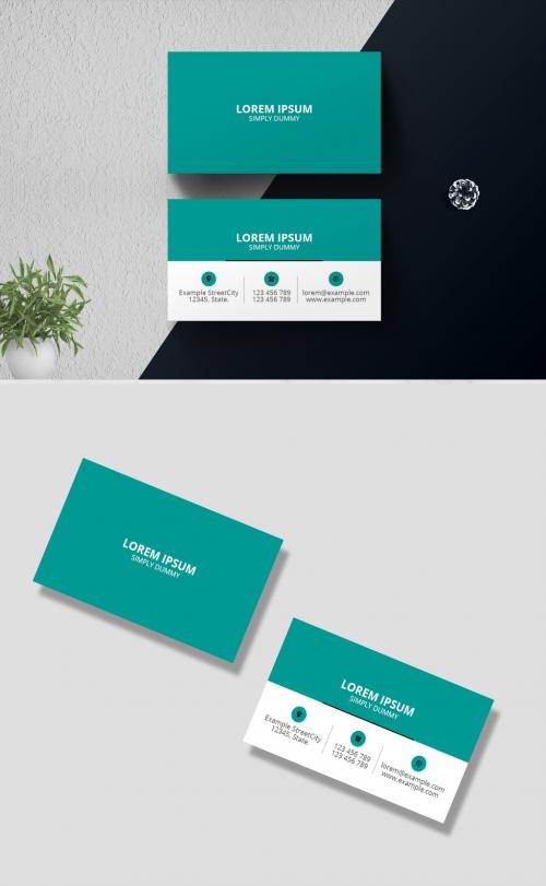 Clean Minimal Business Card Layout Past Accent - 375193956