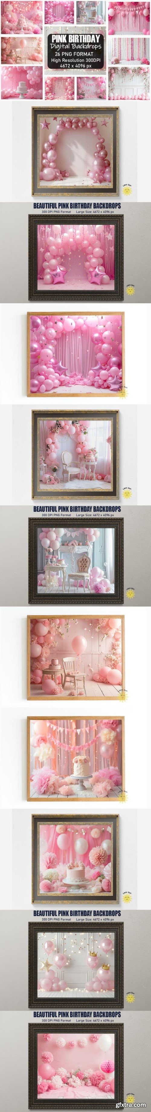 Beautiful Pink Birthday Backdrops