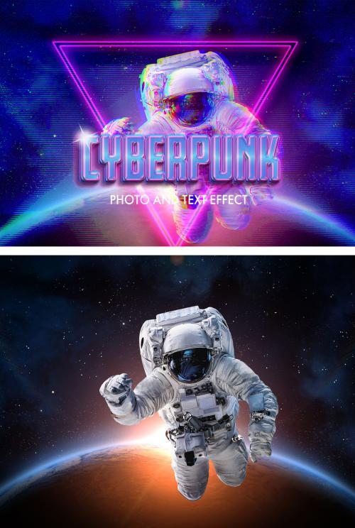 Cyberpunk Style Text and Photo Effect - 375458829