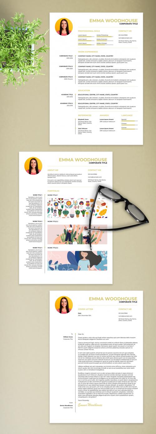 Resume, Cover Letter and Portfolio Layout - 375642347