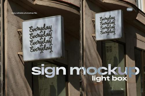 Light Box Sign Logo Mockup