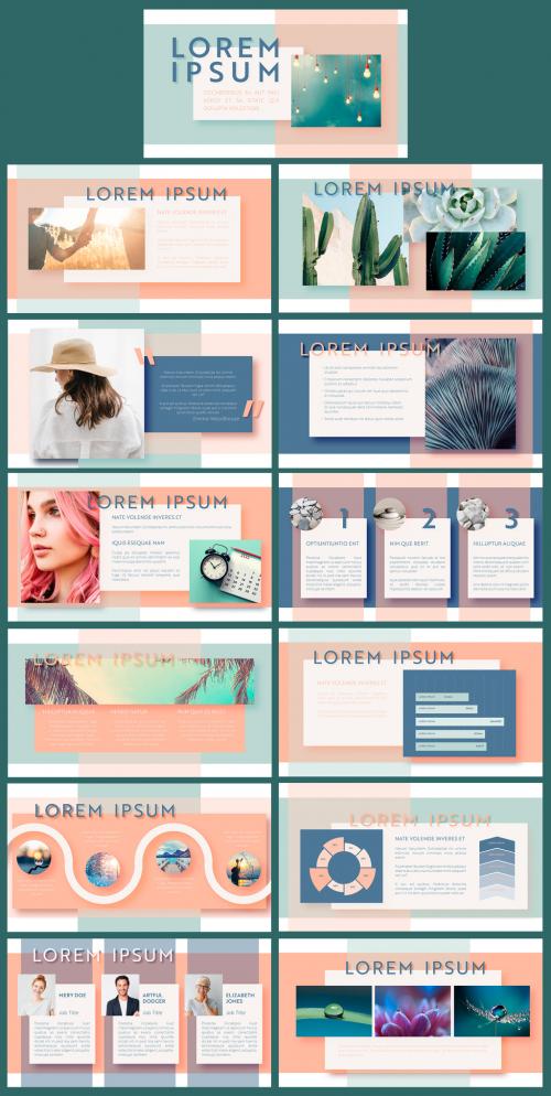 Modern and Clean Presentation Layout in Pastel Colors Layout - 375647879