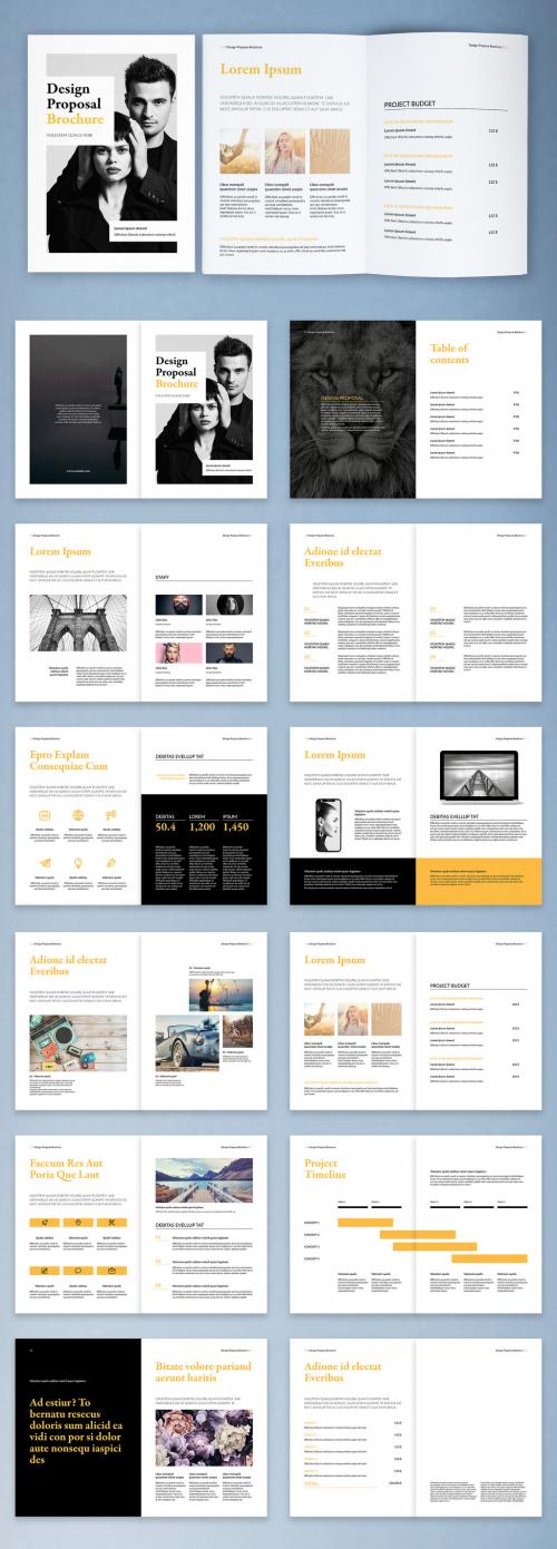 Design Proposal Brochure Layout with Yellow Accents - 375647958