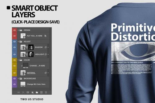 Realistic Long-Sleeved Shirt Mockup