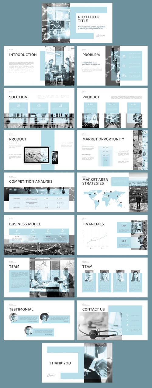 Pitch Deck Blue and Grey Design Layout - 375648113