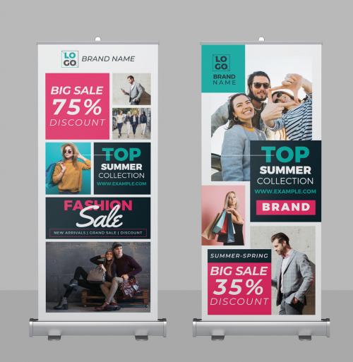 Advertisement Fashion Roll-Up Banner Layout Pack - 375655308