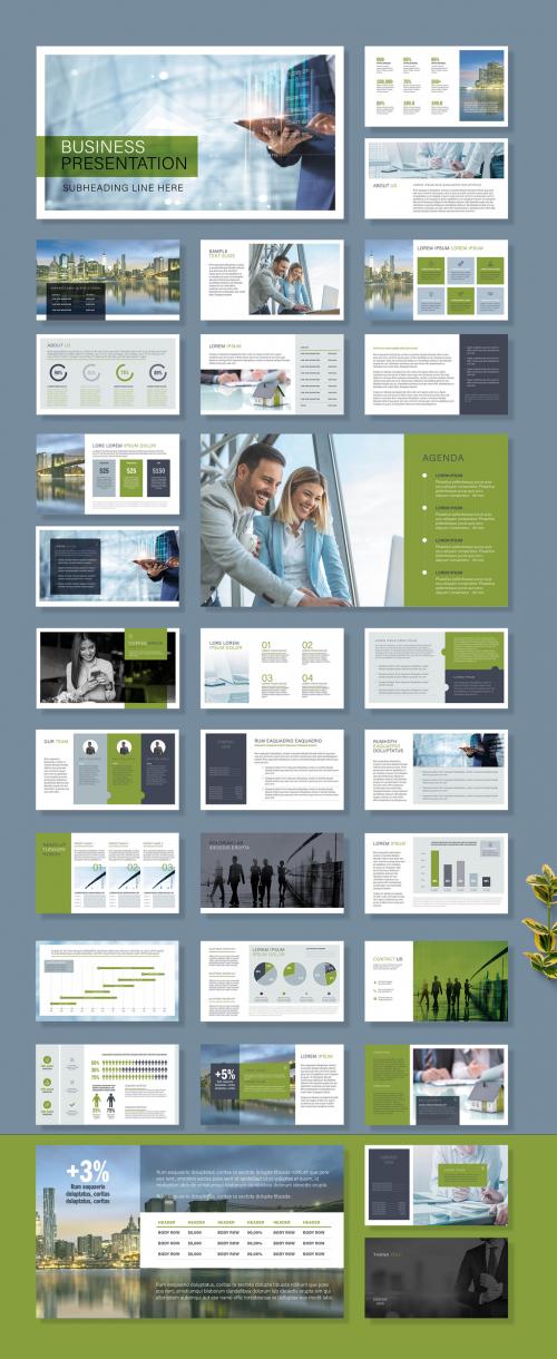 Business Presentation Layout with Gold Accents - 375666080