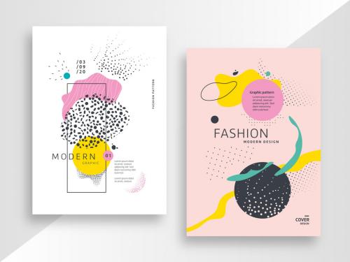 Modern Poster Layouts with Abstract Elements - 375702165