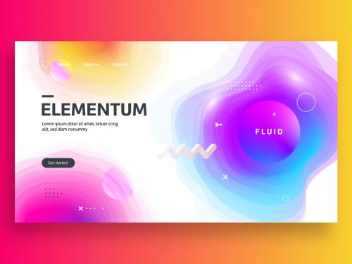 Website Landing Page Template with Gradients Shapes - 375702177