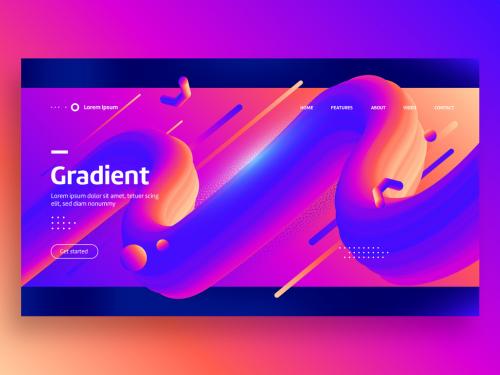 Modern Landing Page Template with Gradients Shapes - 375702178