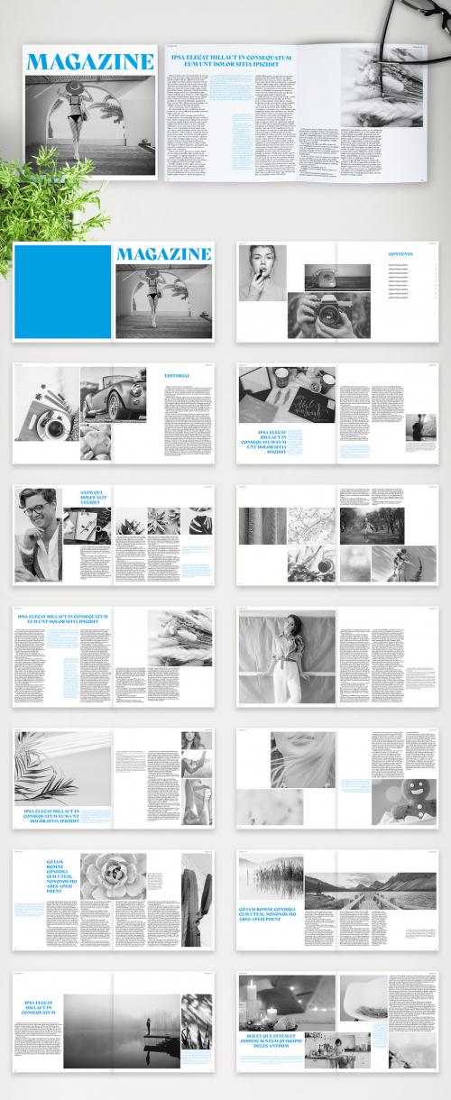 Modern Square Brochure Layout with Blue Accents - 375909412