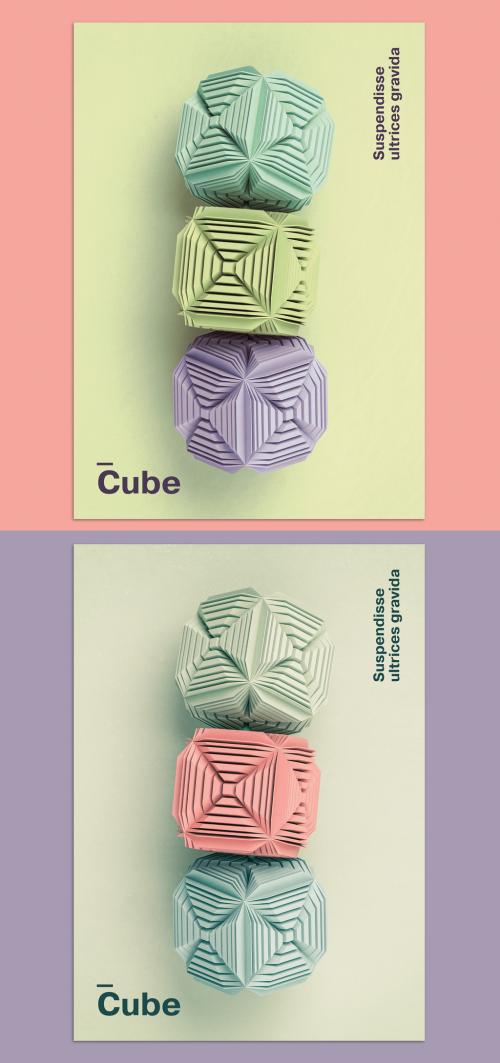 3D Cubes Art Poster Layout  - 375927576