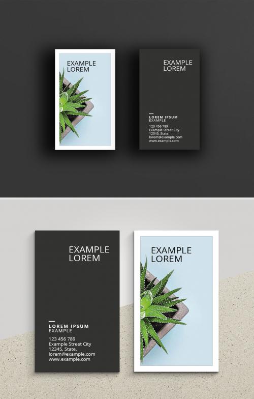 Watercolor Vertical Business Card - 376711649