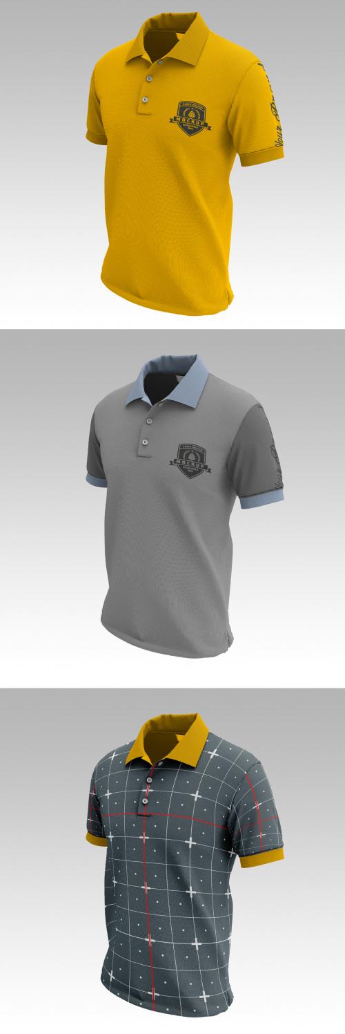 Short Sleeve Polo Shirt Mockup Front Side - 376722838