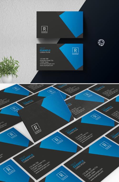 Clean Simple Business Card with Blue Accents - 376723651