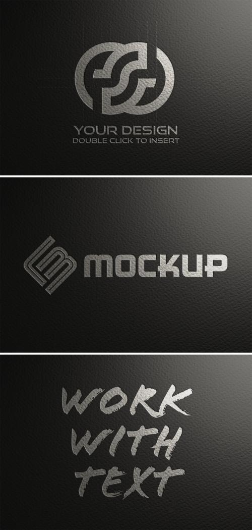 Debossed Logo Mockup on Paper Texture - 376730045