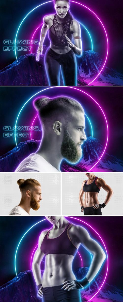 Glowing Portrait Photo Effect Mockup - 376748861