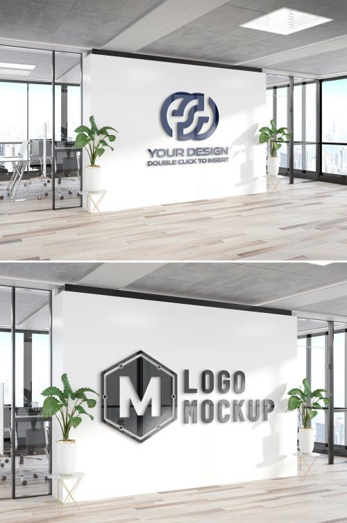 Logo on Office Wall Mockup - 376750534