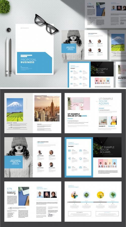 Business Proposal Layout with Blue Accent - 376953088