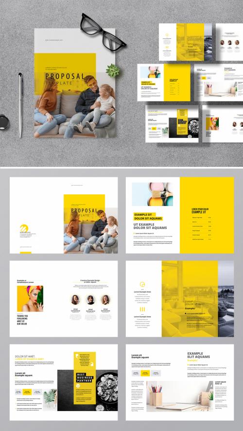 Creative Business Proposal Layout with Yellow Accent - 376953089