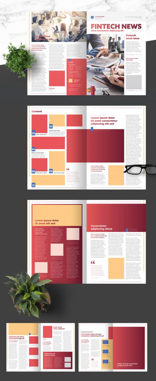 Business Newsletter with Light Red Accents - 376974331