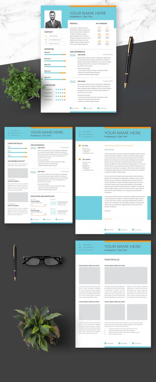 Clean Resume with Blue Accents - 376974356