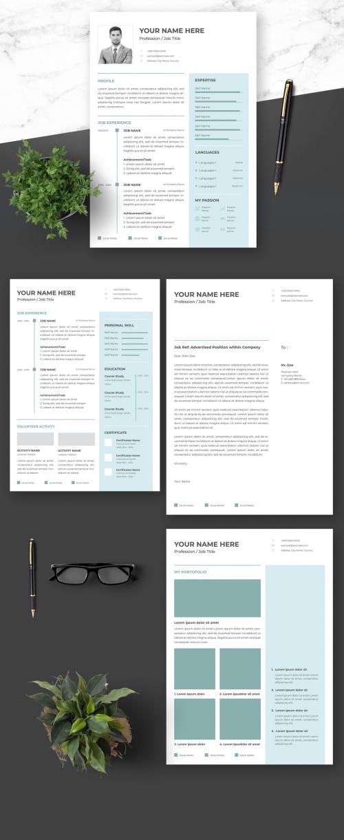 Clean Resume with Green Accents - 376974358