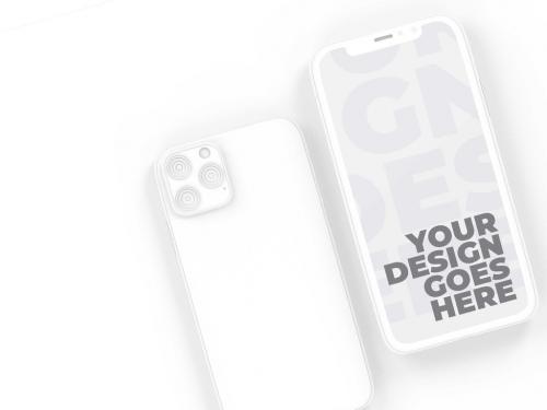 Detail with Rich White Clay Smartphone Mockup with Front and Back View - 376983592