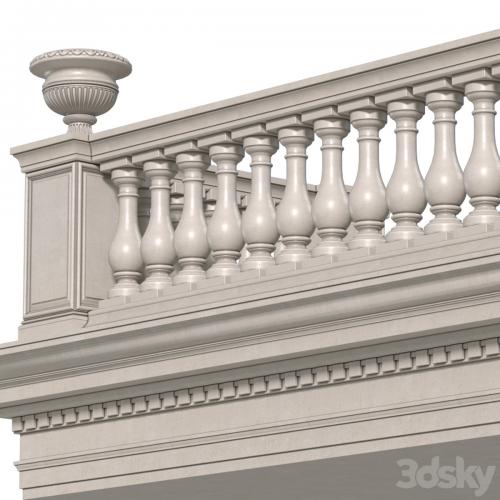 Classic balcony with balustrade. Classic balcony balustrade